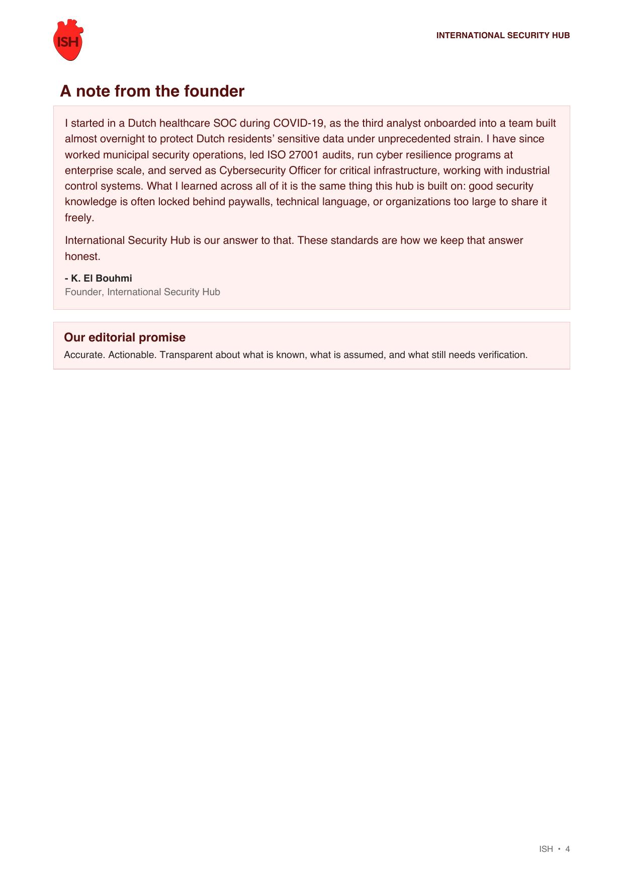 International Security Hub editorial standards, page 4 of 4
